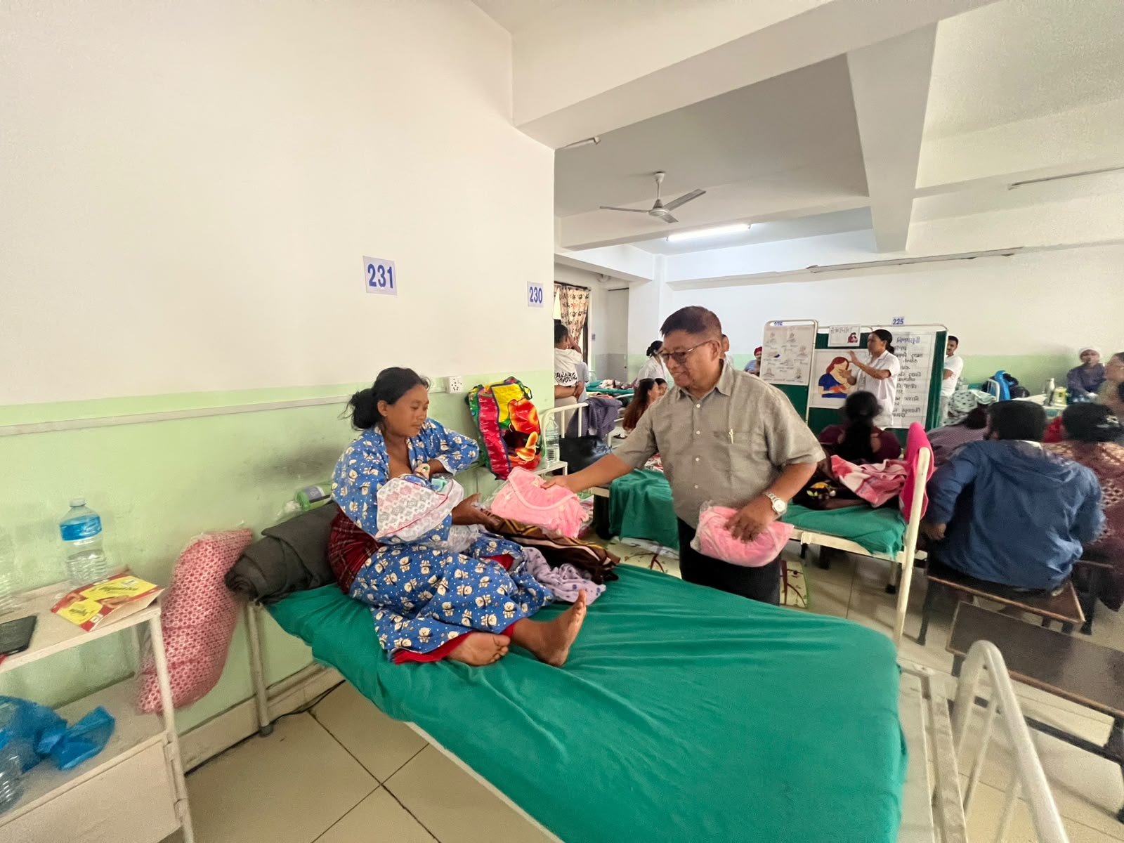 Warm cloth support to Newborn child at Prashutigriha, Paropakar Maternity and Women's Hospital