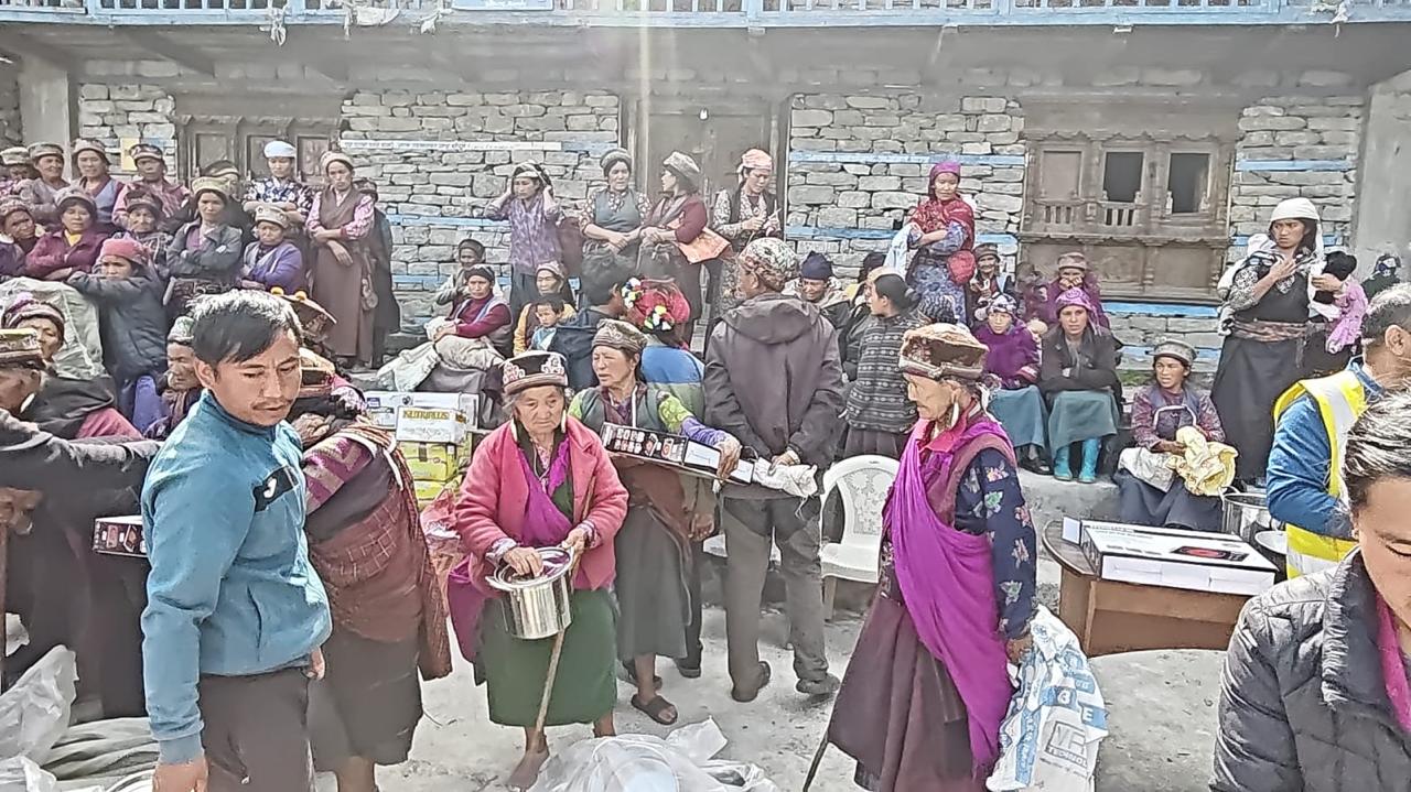 Distribution of Daily Food and Non Food Items  for Flood affected people at Gatlang in Aamachhodingmo Rural Municipality–3 and Holding center at Komin in Gosaikunda Rural Municipality–5 of Rasuwa District.