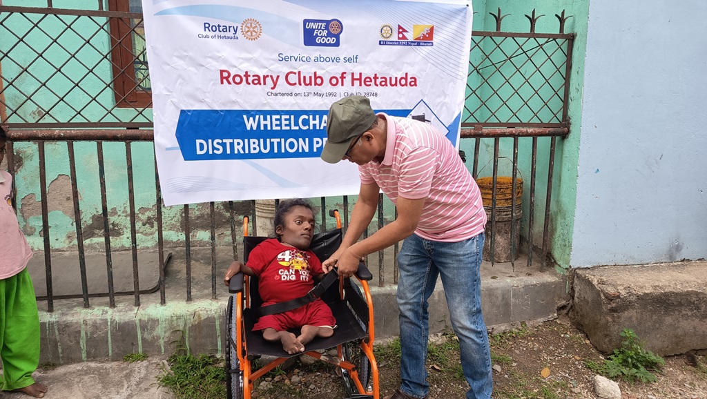 Wheelchair provided to Vicky Mallick, resident of Karra, Hetauda - 9