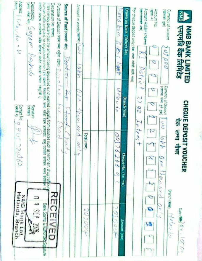 Relief Fund Support for Bhotekoshi Disaster