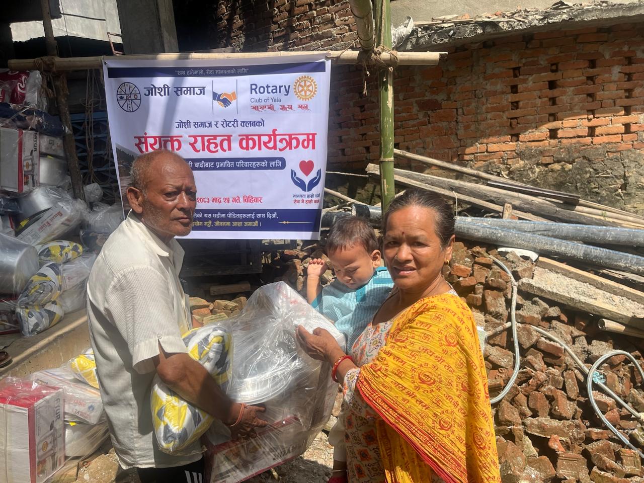 Supporting Flood victims with Untensils together with Joshi Samaj