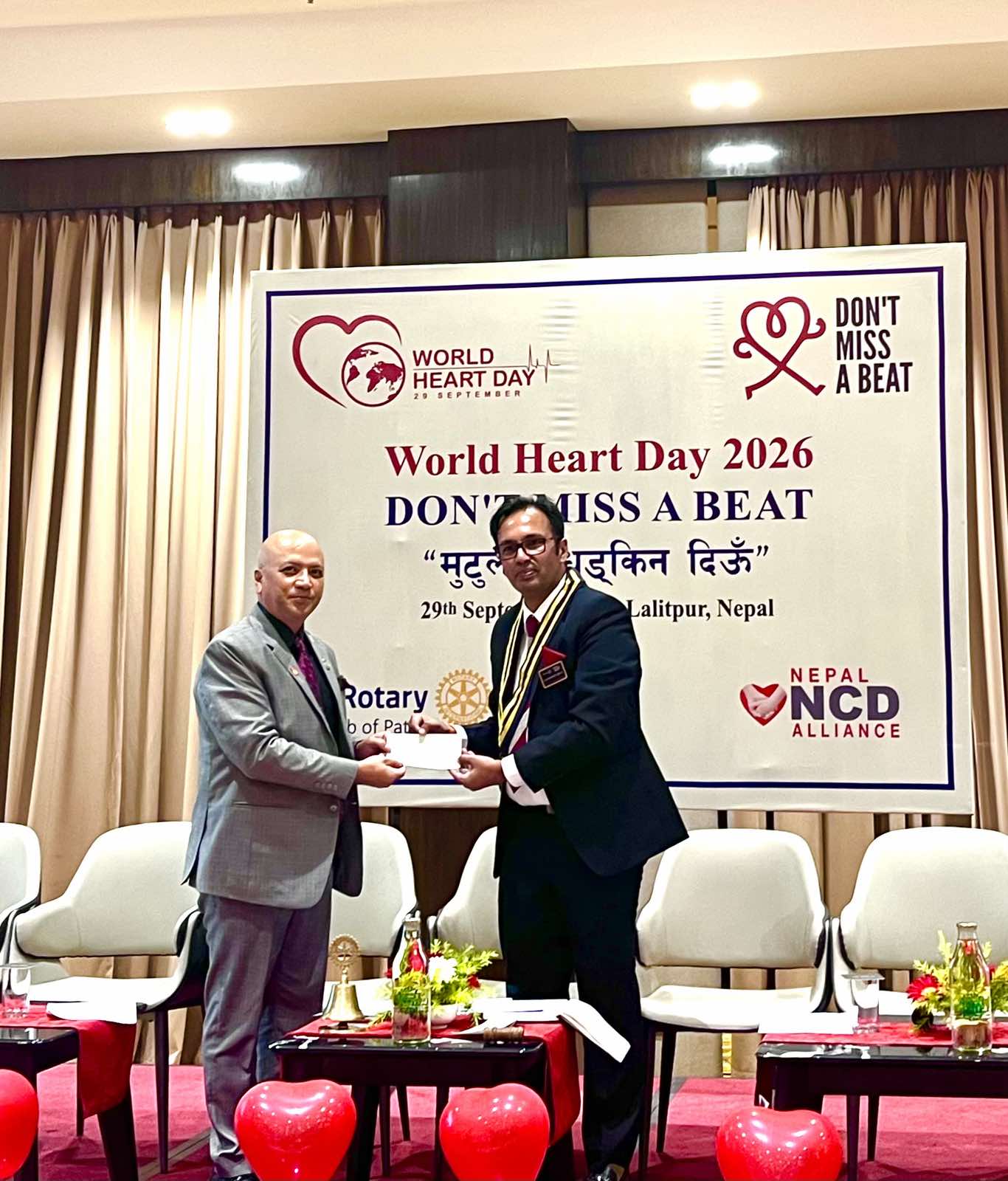 Rotary Club of Patan’s Contribution to the District Disaster Relief Fund