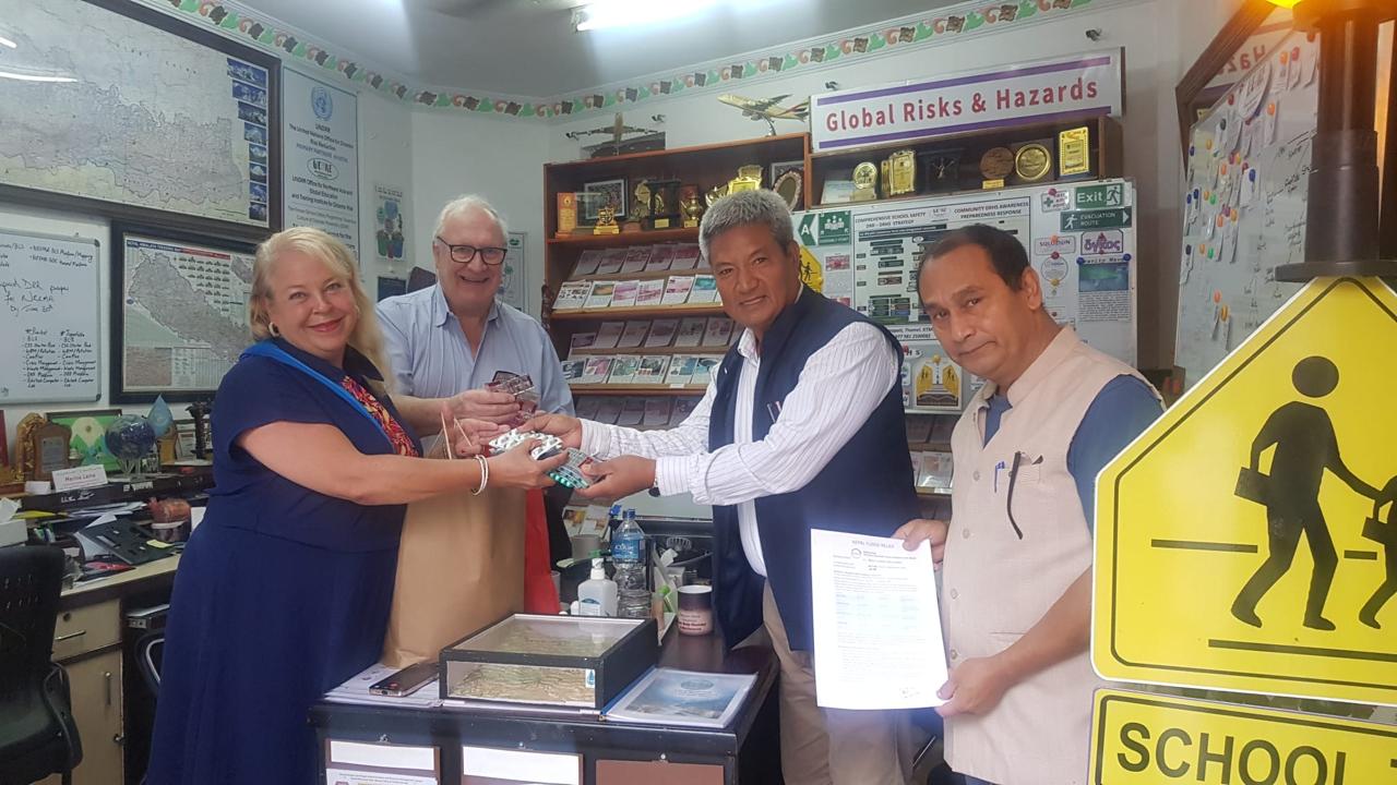 Handover of Medicine to Mayor of Belkot Municipality for distribution to flood victims.
